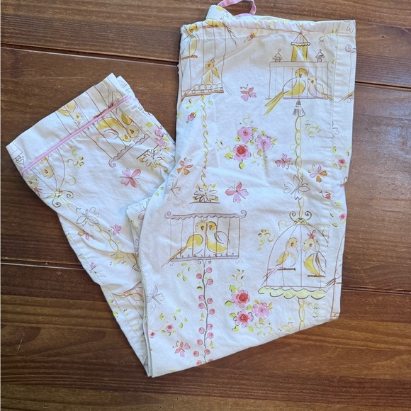 Floral Bird Print Cat's Pajama Pants - Picture 1 of 4